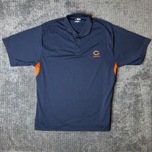 NFL Team Apparel Chicago Bears Polo Shirt Mens XL Navy Blue Orange Performance